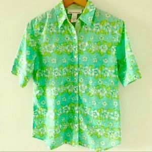 Jones New York Sport Green/White Flowery Shirt
